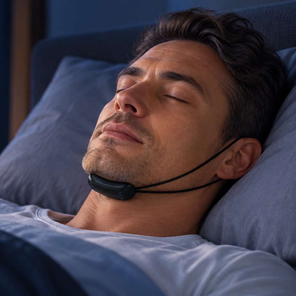 Person wearing Kajko device in bed